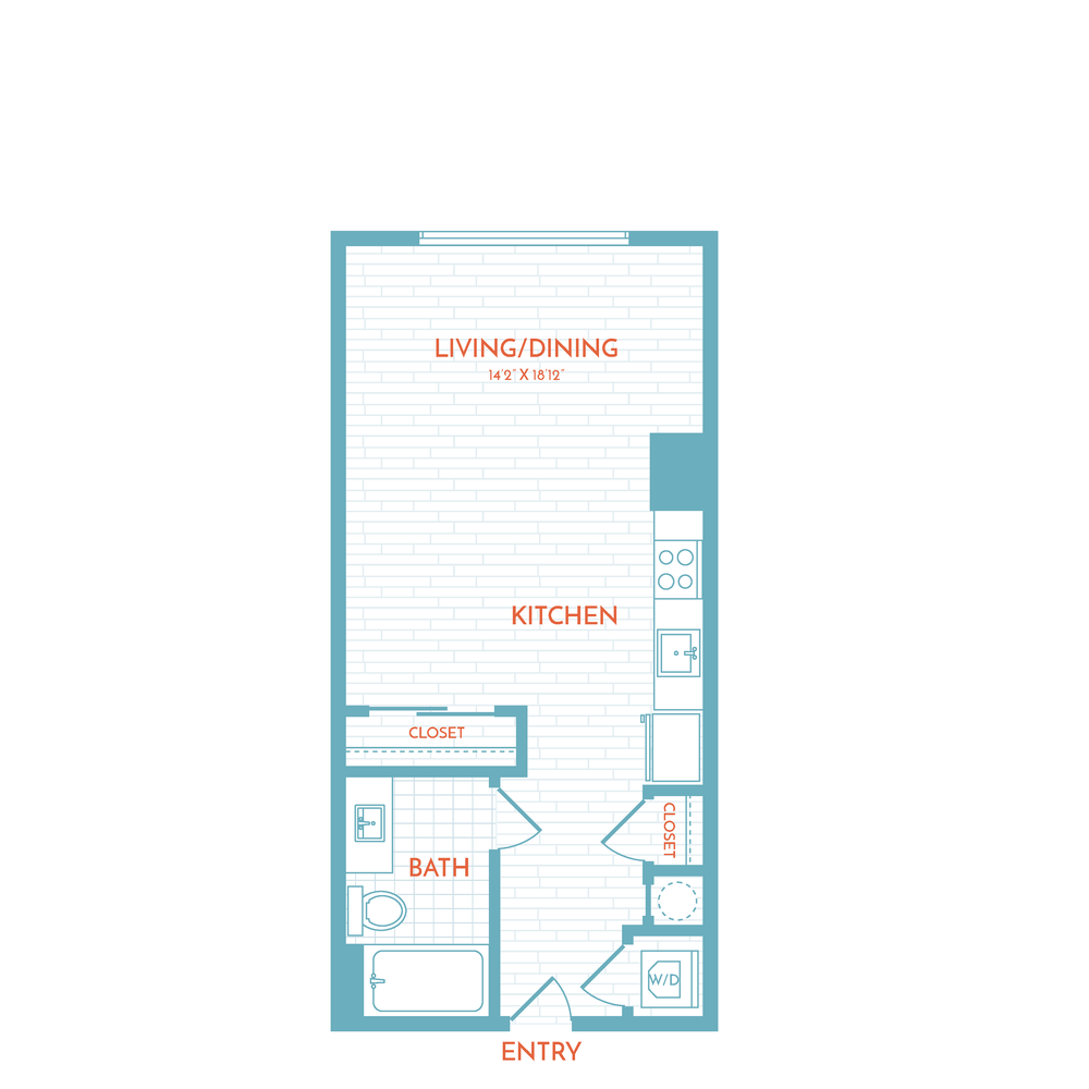 Floor plan layout diagram for A1.1 | Studio | 1 Bath